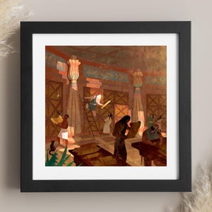 Lámina artística / Biblioteca de Alejandría / Literatura griega / Mundo antiguo / Mitología griega / Literatura clásica / Decoración educativa