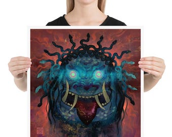 La mirada de Medusa / Lámina artística / La mirada de Medusa / Perseo y las Hermanas Gorgonas / Mitología griega / Lockettopia
