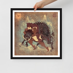 Labor 4 Erymanthian boar | Framed art Print | Heracles | Greek Mythology | Lockettopia