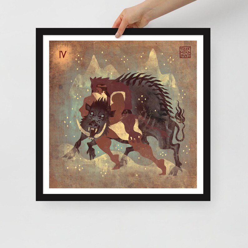 Labor 4 Erymanthian boar | Framed art Print | Heracles | Greek Mythology | Lockettopia