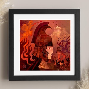Reina Madre Otrera / Lockett Studio / Arte de la guerrera amazónica / Impresión de mitología griega / Decoración de guerreras / Arte de la antigua Grecia