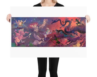 Battle of the Gods | Art print | Ancient Greek myth | Greek Mythology | Lockettopia