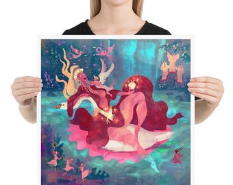 Aphrodite: Göttin der Liebe | Kunstdruck | Griechische Göttin der Liebe Illustration | goldener Apfel | Griechische Mythologie | Locketttopia
