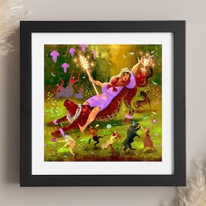 Dioniso, dios de las festividades / Lámina artística de mitología griega / Estudio Lockett / Decoración de pared / Póster de calidad museística / Regalo para amantes de las fiestas