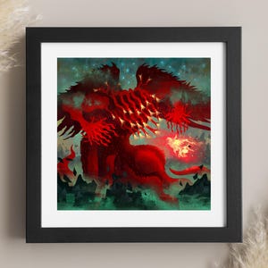 Lámina artística / Zeus lucha contra Tifón / Decoración de mitología griega / Antigua Grecia / Batalla mítica / Arte clásico