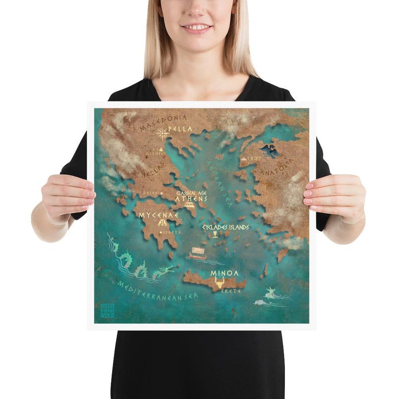 Mapa de Hellas / Lámina artística / Historia de Hellas / La antigua / Mitología griega / Lockettopia imagen 2