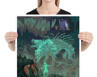 Failure in Underworld | Art print | Persephone's Capture | Greek Mythology | Cerberus Art | Lockettopia