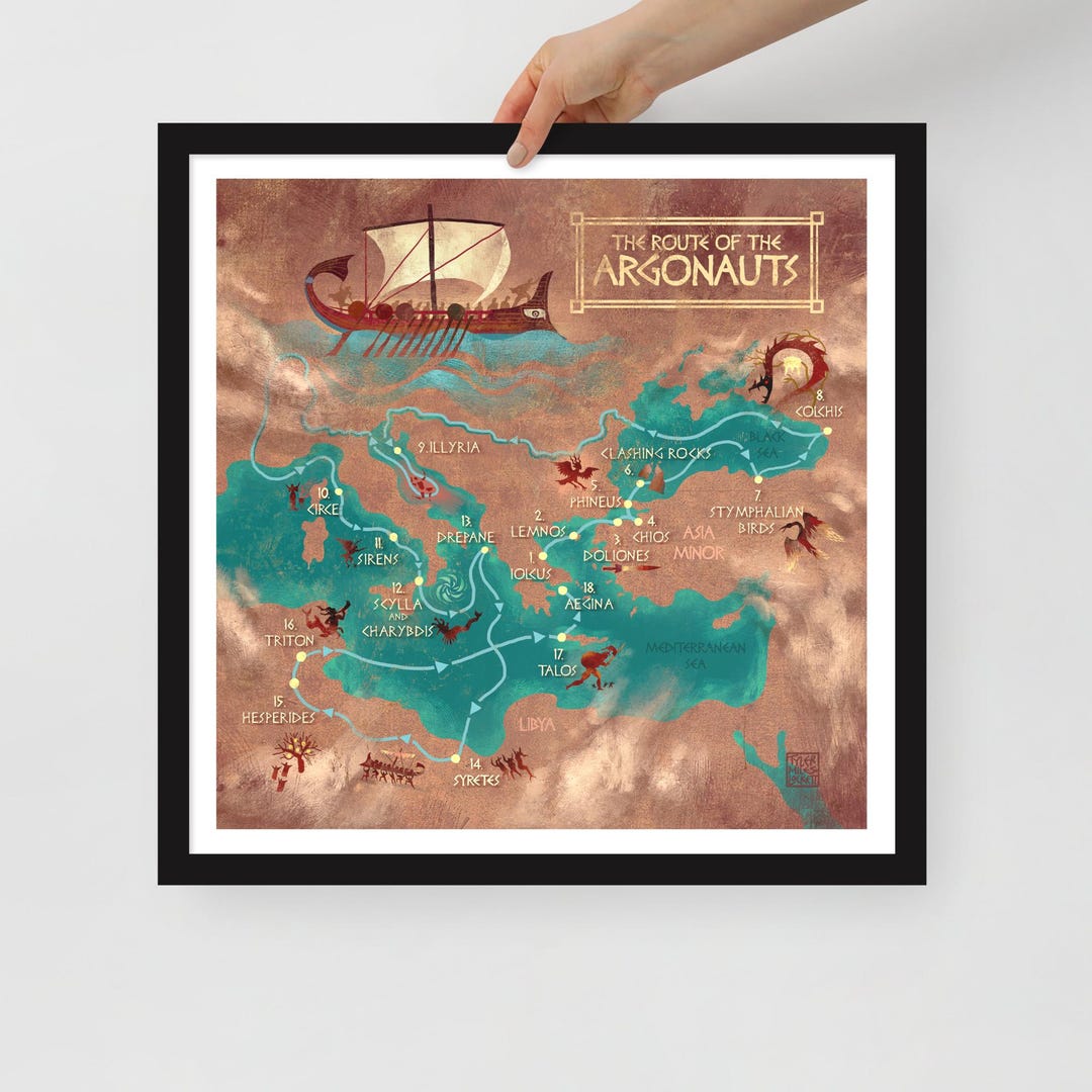 The Route of the Argonauts | Framed Art Print | Jason and the Golden ...