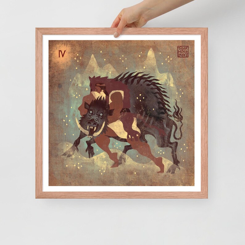 Labor 4 Erymanthian boar | Framed art Print | Heracles | Greek Mythology | Lockettopia