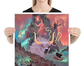 The Thread of Destiny | Art print | Theseus and the Minotaur | Greek Mythology Labyrinth Decor | Greek Mythology | Lockettopia