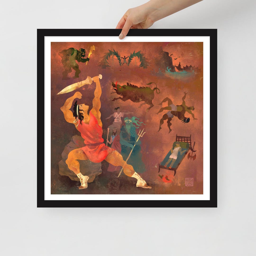 The Six Labors | Framed Art Print | Theseus | Six Labors | Greek ...