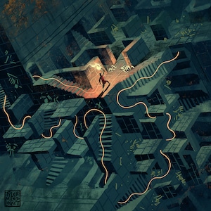 This striking print of Ariadne's labyrinth highlights Theseus' perilous journey to defeat the Minotaur. A must-have for fans of Greek mythology and adventure.