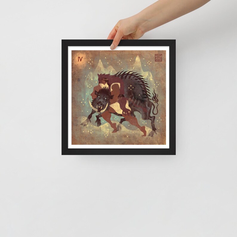 Labor 4 Erymanthian boar | Framed art Print | Heracles | Greek Mythology | Lockettopia