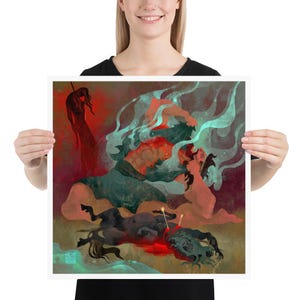 The poisoned Tunic | Art print | Heracles & Nessus | Greek Mythology | Lockettopia