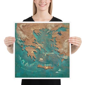 Carte de Hellas | Impression d'art | Histoire de la Grèce | l'antique | Mythologie grecque | Lockettopia