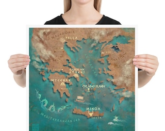Mapa de Hellas / Lámina artística / Historia de Hellas / La antigua / Mitología griega / Lockettopia