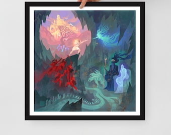 The Search for Eurydice | Framed art print | Orpheus and Eurydice | Greek Mythology | Lockettopia