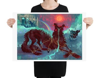 La atadura de Fenrir / Lámina artística / Wolf Fenrir / Mitología griega / Lockettopia