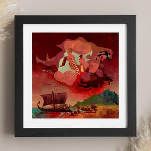 Cinturón de guerra de Hipólita / Lockett Studio / Arte de la reina amazónica / Impresión de mitología griega / Noveno trabajo de Hércules / Mujeres guerreras / Arte de batalla de las amazonas