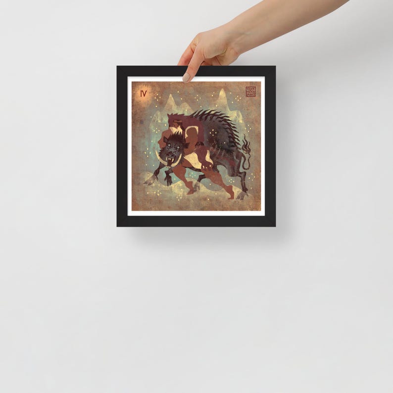 Labor 4 Erymanthian boar | Framed art Print | Heracles | Greek Mythology | Lockettopia