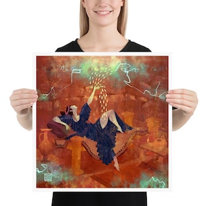 Stunning art print of Zeus' visit to Danae, bringing forth the birth of Perseus. A beautiful depiction of divine seduction in Greek mythology.