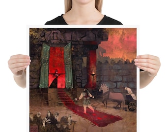 El regreso de Agamenón / Lámina artística / Tragedia griega de Esquilo / Mito de la alfombra roja / Mitología griega / Lockettopia