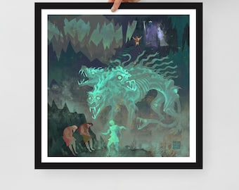Failure in the Underworld | Framed art print | Persephone's Capture | Greek Mythology | Cerberus Art | Lockettopia