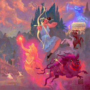 1: The Huntress of Artemis | sticker | Atalanta | Huntress of Artemis | Greek Mythology | Lockettopia