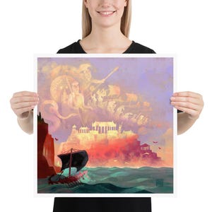 Capture the moment Theseus names the Aegean Sea and becomes King of Athens in this stunning Lockett Studio print, celebrating myth and Greek unification.