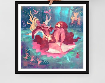 Aphrodite: Göttin der Liebe | Gerahmter Kunstdruck | Griechische Göttin der Liebe Illustration | goldener Apfel | Griechische Mythologie | Locketttopia