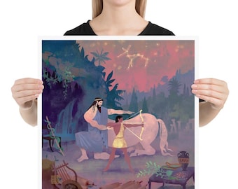 Chiron the mentor | Art print | Chiron Teaching Heracles | Greek Mythology | Lockettopia