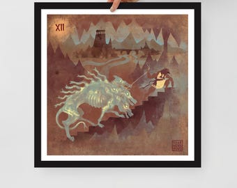 Cerberus of Hades Labor 12 | Framed art Print | The Twelfth Labor | Retrieve Cerberus from Hades | Greek Mythology | Lockettopia