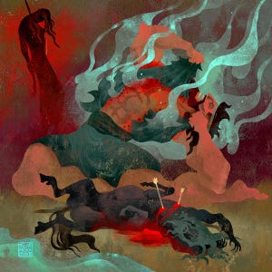 21: The poisoned Tunic | sticker | Heracles & Nessus | Greek Mythology | Lockettopia