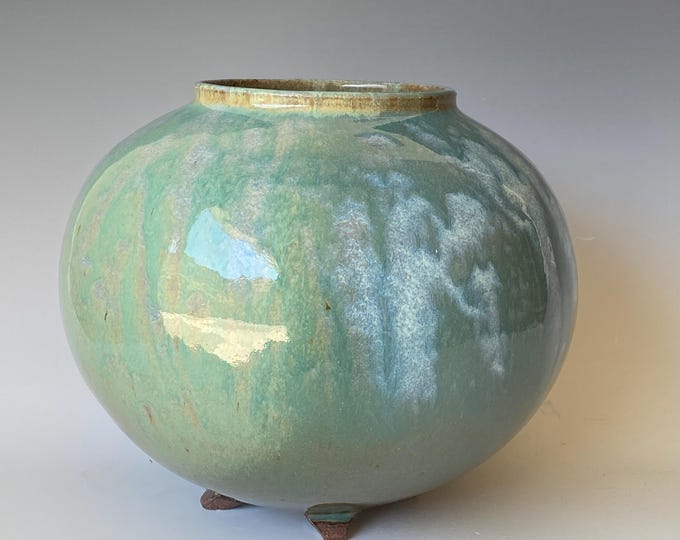 Shade of Turquoise Moon Jar, Handmade Ceramic Vase, CVAP5FEG21