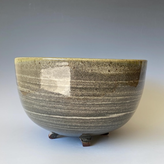 Large 4 Legged Handmade Ceramic Bowl CBJL5GY5