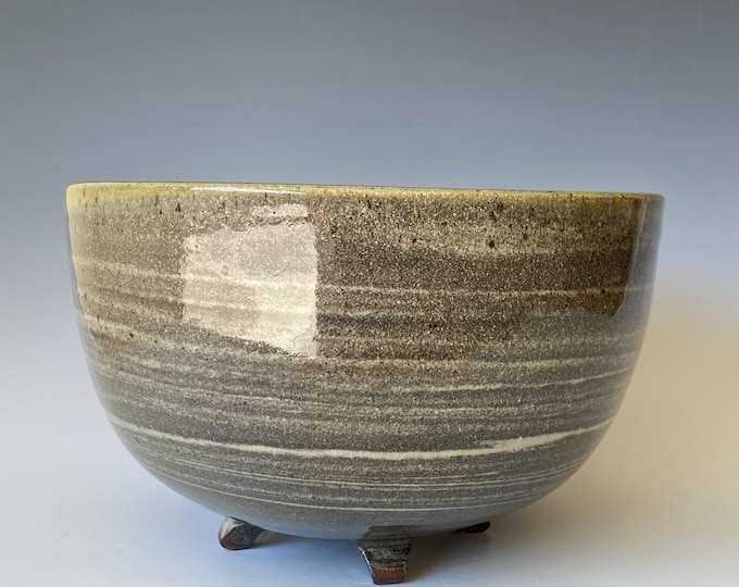 Large 4 Legged Handmade Ceramic Bowl CBJL5GY5