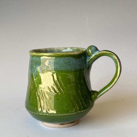 Dark Green Handmade Ceramic Coffee Mug CMJN6PEL7