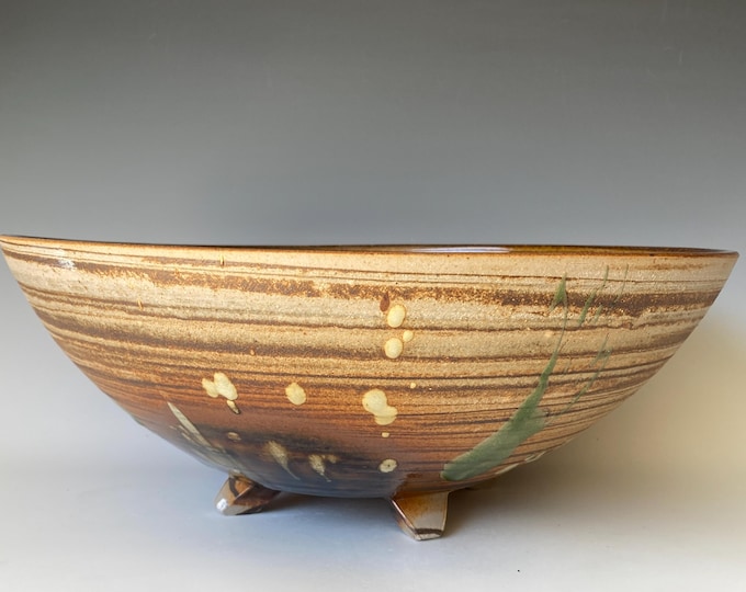 Large 4 Legged Shallow Ceramic Bowl, Handmade Ceramic Bowl, CBJN5CA31