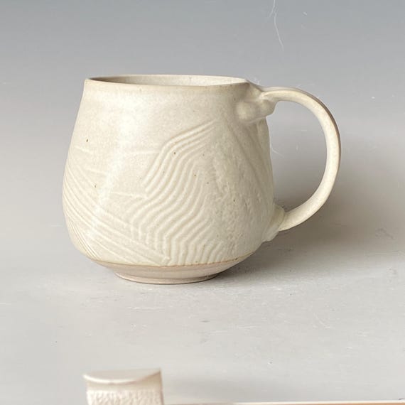 Matte White Handmade Ceramic Coffee Mug, CMNV5MW33