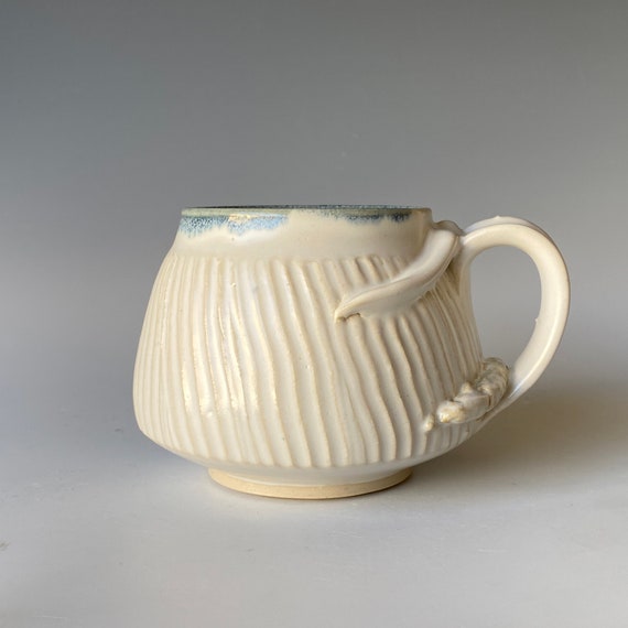 Handmade Textured Pottery Coffee Mug - 12 oz