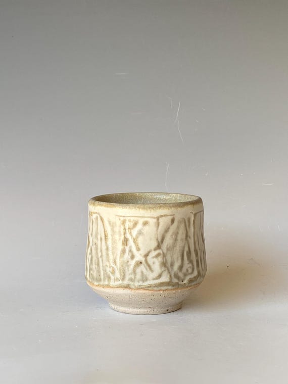 Handmade Textured Yunomi, Ceramic Tea Cup - 6 oz TCDC5B8N33