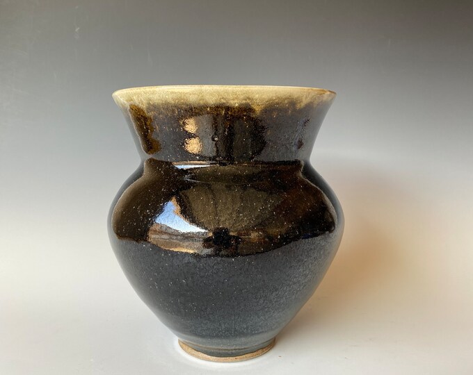 Dark Brown Handmade Pottery Vase, wheel thrown pottery Vase, CVDC2TD14