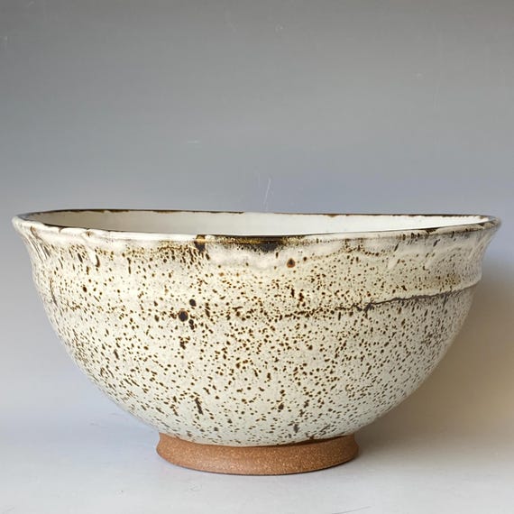 Large Handmade Ceramic Bowl, CBAP6WOOS32