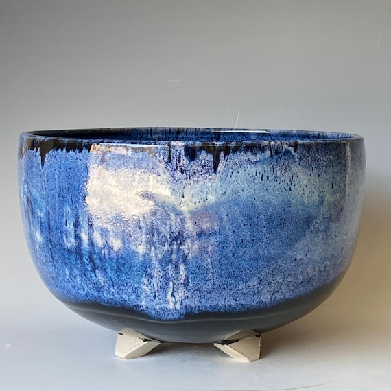 Four Legged Bowl, Large Handmade Ceramic Bowl, CBAP6BLK31