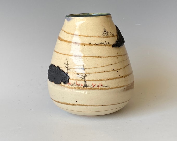 Small Handmade Pottery Vase, wheel thrown Vase, CVMY4CLR16
