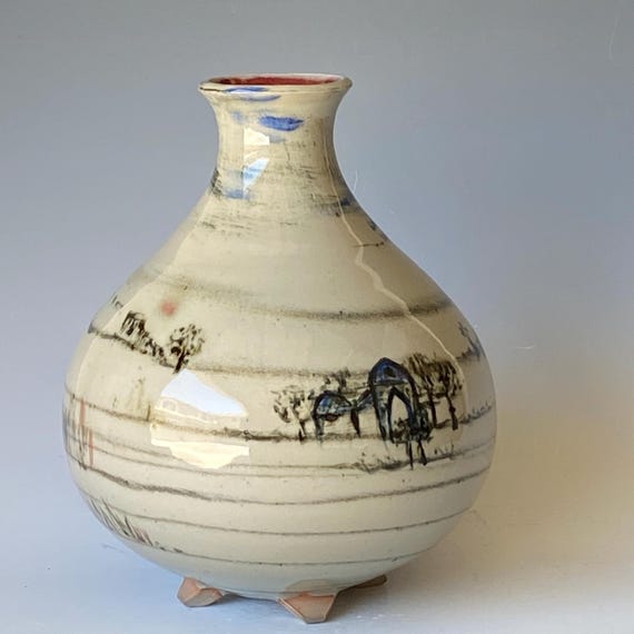 Big Belly Ceramic Vase, Handmade Vase CVJN6CLR27