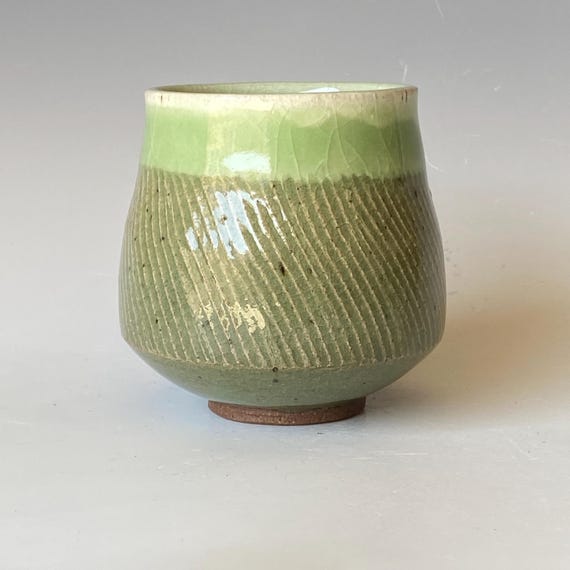 Handmade Apple Green Ceramic Tea Cup - 11 oz