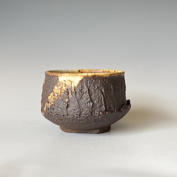 Handmade Black Mountain Ceramic Tea Bowl - Rustic Chawan