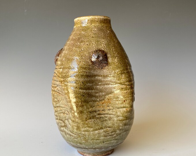 Vase with dents, Handmade Pottery Vase, wheel thrown Vase, CVAG3SHG12