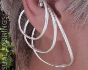 non-pierced earrings, ear cuff, Sterling Silver unpierced earrings,  ear wrap, earring jackets, minimalist earcuff, clip-on earring